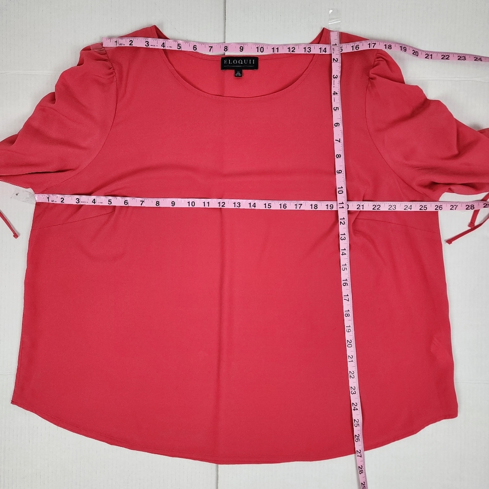 Eloquii Pink Ruched Sleeve Top Blouse Popover Size 22 - Picture 6 of 14